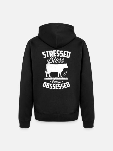 cow - Unisex Premium Organic Zip Hoodie - black