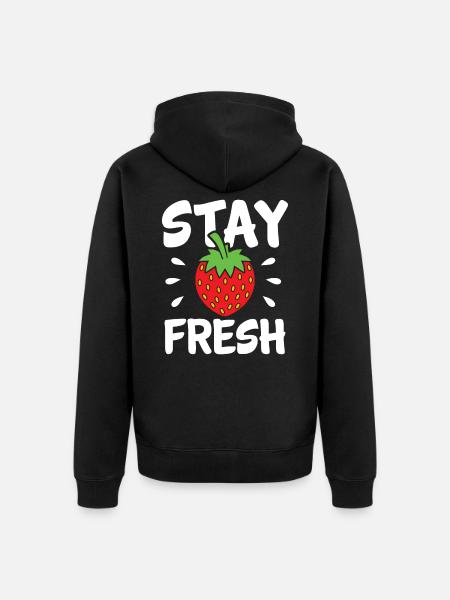 strawberry - Unisex Premium Organic Zip Hoodie - black