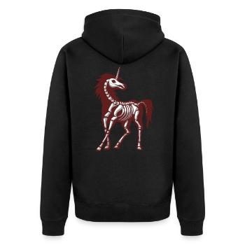 Gothic Unicorn Skeleton - Unisex Premium Organic Zip Hoodie - black - Back - Nico (187cm)