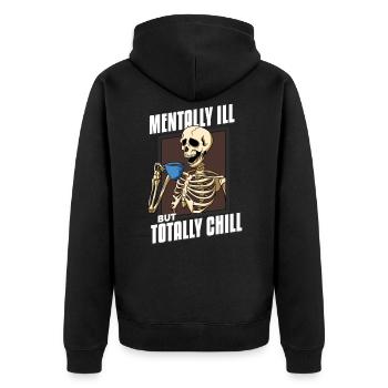 Mentally ill but totally cool - Unisex Premium Organic Zip Hoodie - black - Back - Nico (187cm)