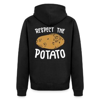 Respect The Potato Potato Lovers - Unisex Premium Organic Zip Hoodie - black - Back - Nico (187cm)