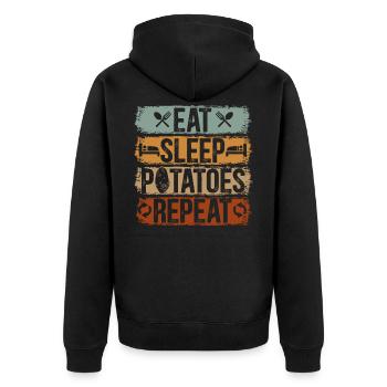 Eat Sleep Potatoes Repeat Kartoffeln - Unisex Premium Organic Zip Hoodie - black - Back - Nico (187cm)