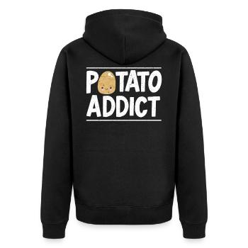 Potato Addict Vegan Root Vegetables Potato - Unisex Premium Organic Zip Hoodie - black - Back - Nico (187cm)