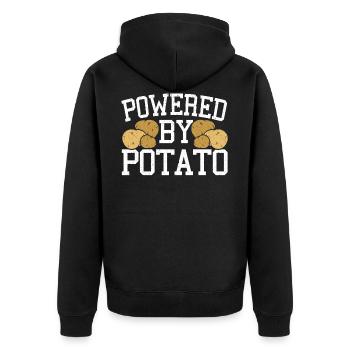 Powered By Potato Kartoffel - Unisex Premium Organic Zip Hoodie - black - Back - Nico (187cm)