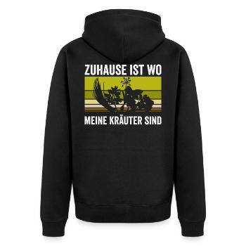 Zuhause ist wo meine Kräuter sind Gärtner Garten - Unisex Premium Bio Zip Hoodie - Schwarz - Hinten - Nico (187cm)