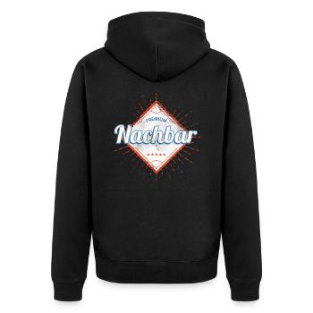 Premium Nachbar - Unisex Premium Bio Zip Hoodie - Schwarz - Hinten - Nico (187cm)