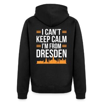 Dresden - Unisex Premium Bio Zip Hoodie - Schwarz - Hinten - Nico (187cm)