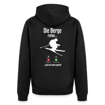 Skifahrer Wintersport Schnee Ski Pisten Geschenke - Unisex Premium Bio Zip Hoodie - Schwarz - Hinten - Nico (187cm)