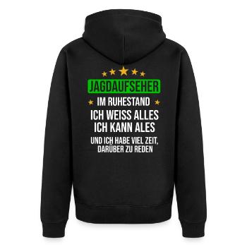 Jagdaufseher im Rhestand Jäger Jagdaufsicht - Unisex Premium Bio Zip Hoodie - Schwarz - Hinten - Nico (187cm)