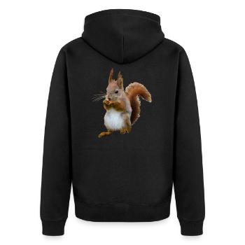 Squirrel with nut, Natural - Unisex Premium Organic Zip Hoodie - black - Back - Nico (187cm)