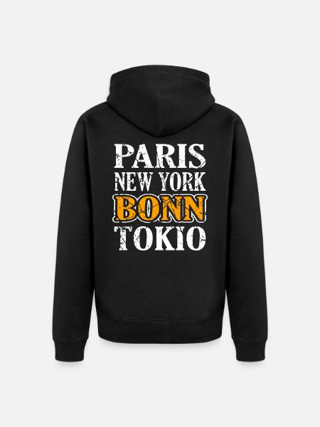 Bonn - Unisex Premium Organic Zip Hoodie - black