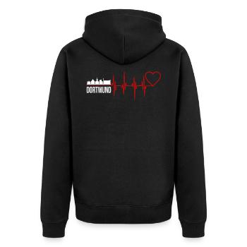 Dortmund - Unisex Premium Organic Zip Hoodie - black - Back - Nico (187cm)
