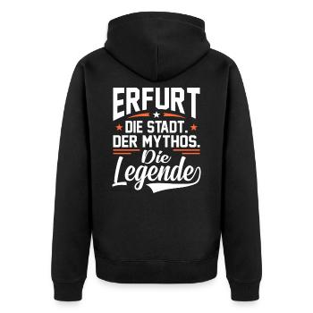 Erfurt - Unisex Premium Bio Zip Hoodie - Schwarz - Hinten - Nico (187cm)