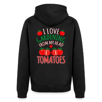 Tomato - Unisex Premium Organic Zip Hoodie - black - Back - Nico (187cm)