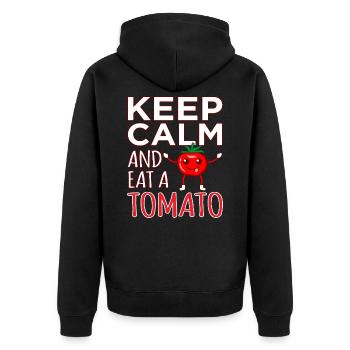 Tomate - Unisex Premium Bio Zip Hoodie - Schwarz - Hinten - Nico (187cm)