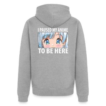 Anime - Unisex Premium Organic Zip Hoodie - heather grey - Back - Nico (187cm)