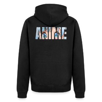 Anime - Unisex Premium Bio Zip Hoodie - Schwarz - Hinten - Nico (187cm)