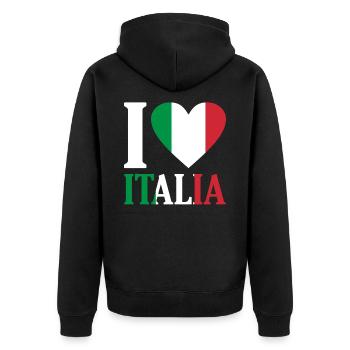 Italy - Unisex Premium Organic Zip Hoodie - black - Back - Nico (187cm)
