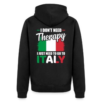 Italy - Unisex Premium Organic Zip Hoodie - black - Back - Nico (187cm)