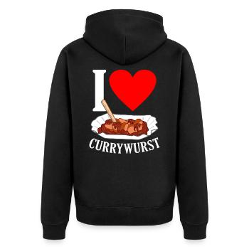 Currywurst - Unisex Premium Organic Zip Hoodie - black - Back - Nico (187cm)