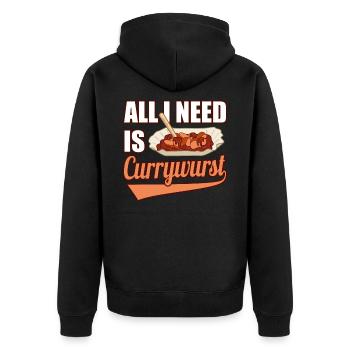 Currywurst - Unisex Premium Organic Zip Hoodie - black - Back - Nico (187cm)