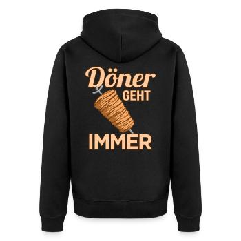 Döner - Unisex Premium Bio Zip Hoodie - Schwarz - Hinten - Nico (187cm)