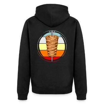 Döner - Unisex Premium Bio Zip Hoodie - Schwarz - Hinten - Nico (187cm)