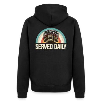Daily Serves pancake lovers pancakes - Unisex Premium Organic Zip Hoodie - black - Back - Nico (187cm)