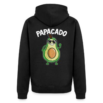 Papacado Bester Papa Aller Zeiten Vatertag Avocado - Unisex Premium Bio Zip Hoodie - Schwarz - Hinten - Nico (187cm)