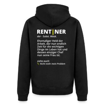 Rentner Wörterbuch Spruch für den Ruhestand - Unisex Premium Bio Zip Hoodie - Schwarz - Hinten - Nico (187cm)