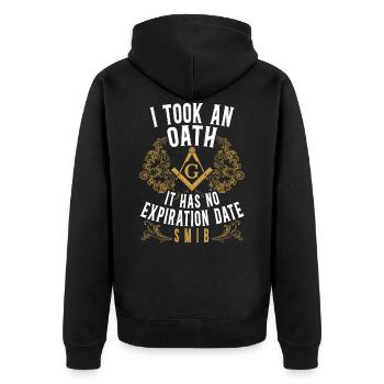 Ich Habe Einen Eid Geschworen Freimaurer - Unisex Premium Bio Zip Hoodie - Schwarz - Hinten - Nico (187cm)
