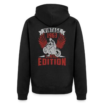 Motorradfahrer Biker Motorrad Geboren In 1963 - Unisex Premium Bio Zip Hoodie - Schwarz - Hinten - Nico (187cm)