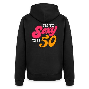 50e anniversaire - Veste à capuche bio Premium Unisexe - noir - Dos - Nico (187cm)