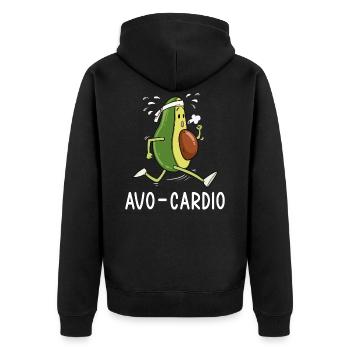 Avocado Laufen Lustig Geschenk - Unisex Premium Bio Zip Hoodie - Schwarz - Hinten - Nico (187cm)