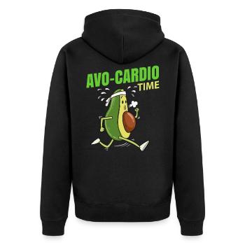 Avocado Laufen Lustig Geschenk - Unisex Premium Bio Zip Hoodie - Schwarz - Hinten - Nico (187cm)
