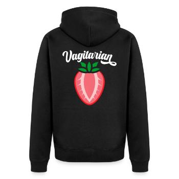 Vagitarian Humor Erwachsene Sarkasmus - Unisex Premium Bio Zip Hoodie - Schwarz - Hinten - Nico (187cm)