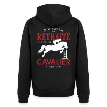 retraité humour retraite équitation cheval - Veste à capuche bio Premium Unisexe - noir - Dos - Nico (187cm)