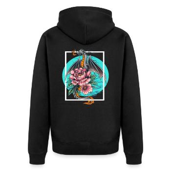 Japanese Dragon Flower Fantasy - Unisex Premium Organic Zip Hoodie - black - Back - Nico (187cm)