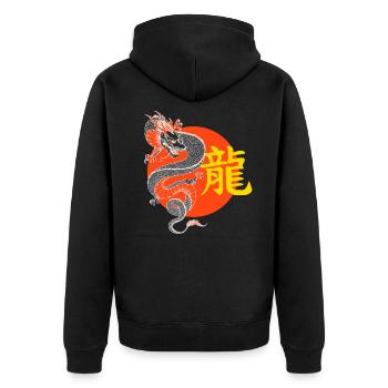 Japanese Dragon Symbol Fantasy - Unisex Premium Organic Zip Hoodie - black - Back - Nico (187cm)
