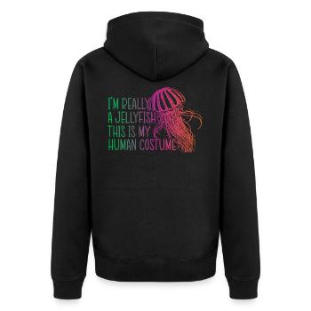 I'm really a jellyfish - Unisex Premium Organic Zip Hoodie - black - Back - Nico (187cm)