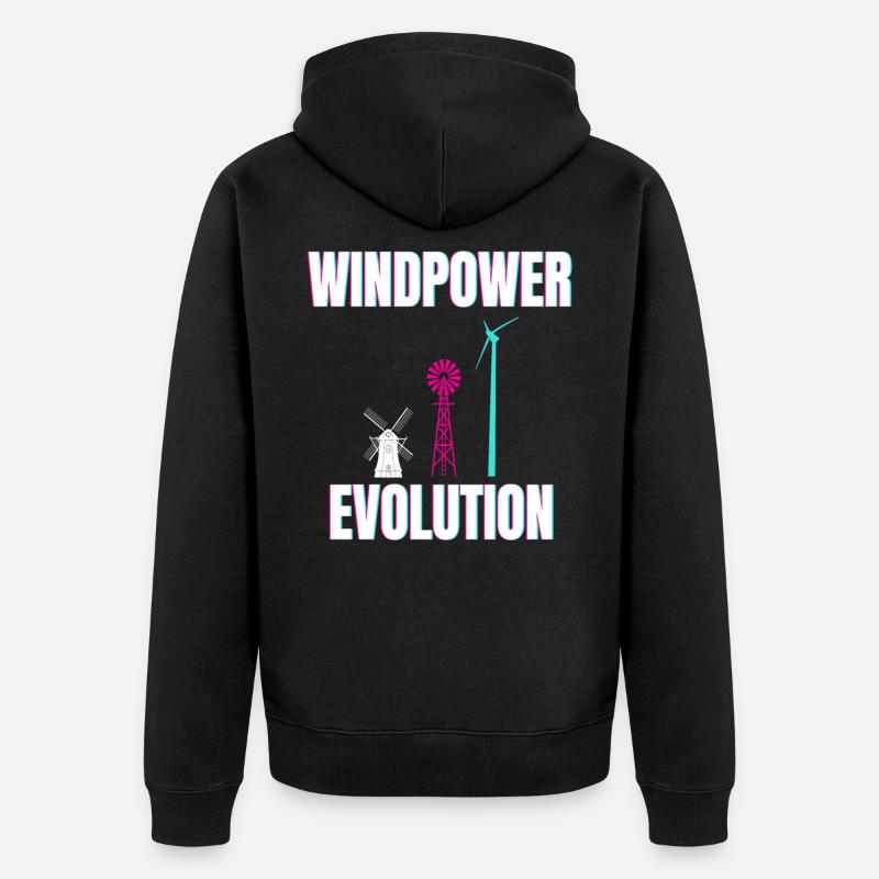 Windpower Evolution Éolien Vent - Veste à capuche bio Premium Unisexe - noir
