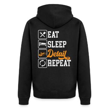 Eat Sleep Detail Repeat Car Conditioner - Unisex Premium Organic Zip Hoodie - black - Back - Nico (187cm)