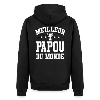 Cadeau Papou Meilleur Papou du Monde - Veste à capuche bio Premium Unisexe - noir - Dos - Nico (187cm)