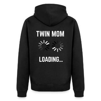 Twin Mom Twins Loading Pregnancy - Unisex Premium Organic Zip Hoodie - black - Back - Nico (187cm)