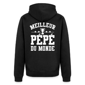 Cadeau Pépé Meilleur Pépé du Monde - Veste à capuche bio Premium Unisexe - noir - Dos - Nico (187cm)