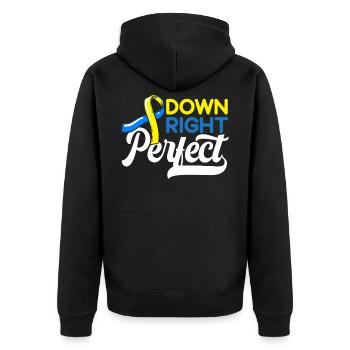 Down Right Perfect Down Syndrom - Unisex Premium Bio Zip Hoodie - Schwarz - Hinten - Nico (187cm)