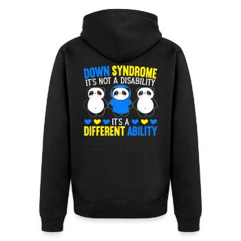 Down Syndrom Ist Eine Andere Fähigkeit - Unisex Premium Bio Zip Hoodie - Schwarz - Hinten - Nico (187cm)