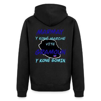 Marmay y koné marche vite, Gramoun y koné somin - Veste à capuche bio Premium Unisexe - noir - Dos - Nico (187cm)