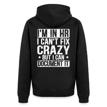 Ich Bin In Der Personalabteilung HR Manager - Unisex Premium Bio Zip Hoodie - Schwarz - Hinten - Nico (187cm)