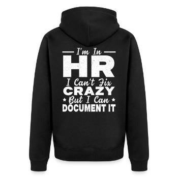 Ich Bin In Der Personalabteilung HR Manager - Unisex Premium Bio Zip Hoodie - Schwarz - Hinten - Nico (187cm)